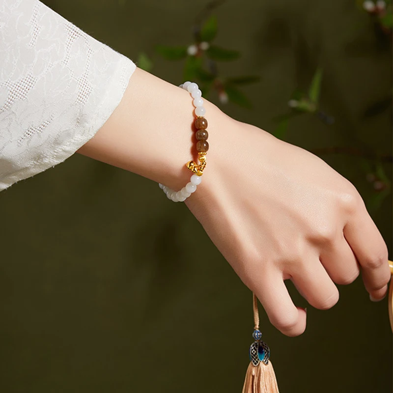 White Hotan Jade Bracelet Bracelet Women's Luxury Advanced Hand Jewelry Adjustable Multiple styles Original Products Bracelet