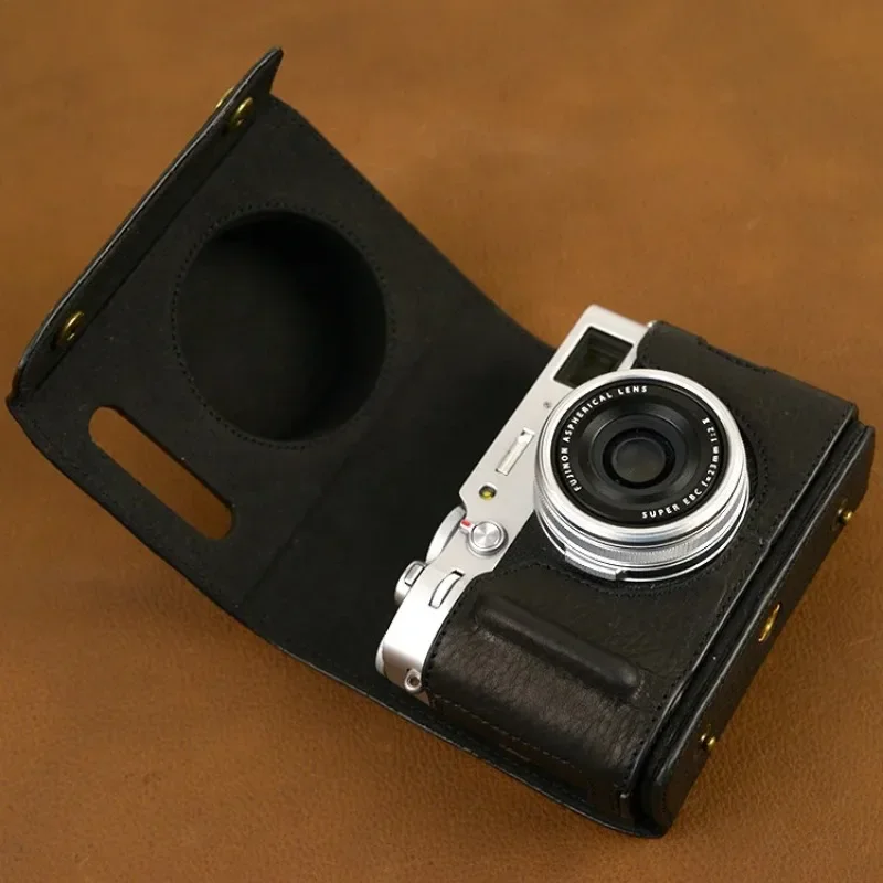 تصميم ل FUJIFILM X100V Fujinon اليدوية جلد طبيعي كامل حماية حقيبة كاميرا كاميرا حافظة الكاميرا