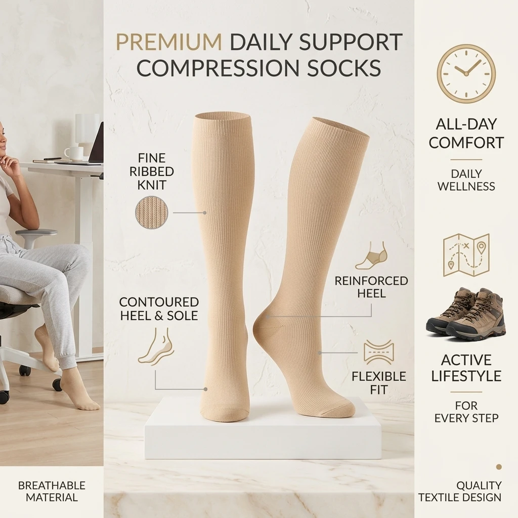 Classic Nude Skin Tone Mid Calf Cotton Socks Unisex Solid Sweat Wicking Breathable Sports Crew Socks Durable Basic Hosiery Commu view 4