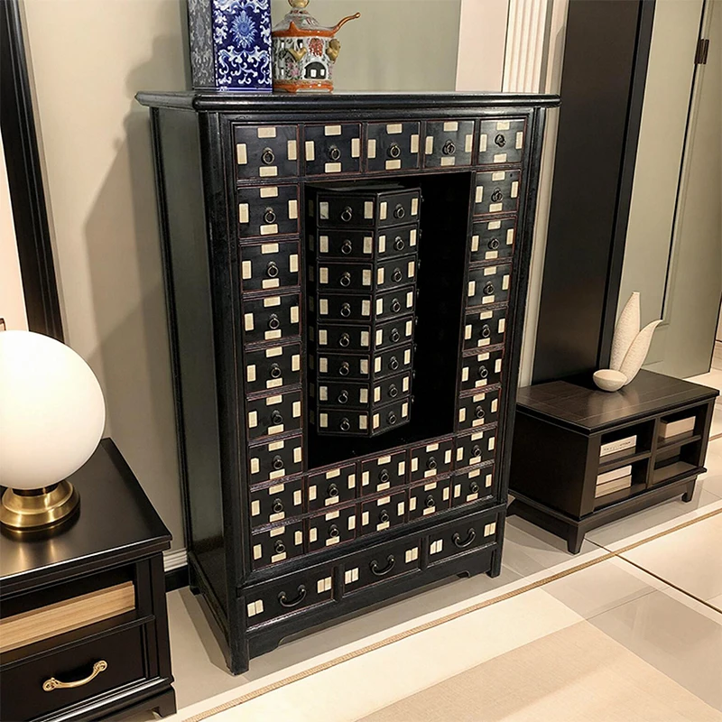 

Retro traditional Chinese medicine cabinet, solid wood Chinese multi-pump cabinet, medieval medicinal material locker