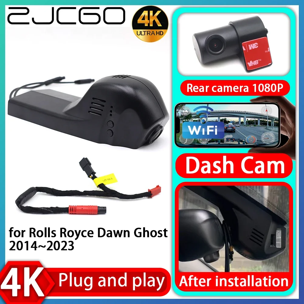 ZJCGO UHD 4K 2160P Plug and Play DVR Dash Cam UHD Video Recorder for Rolls Royce Dawn Ghost 2014~2023