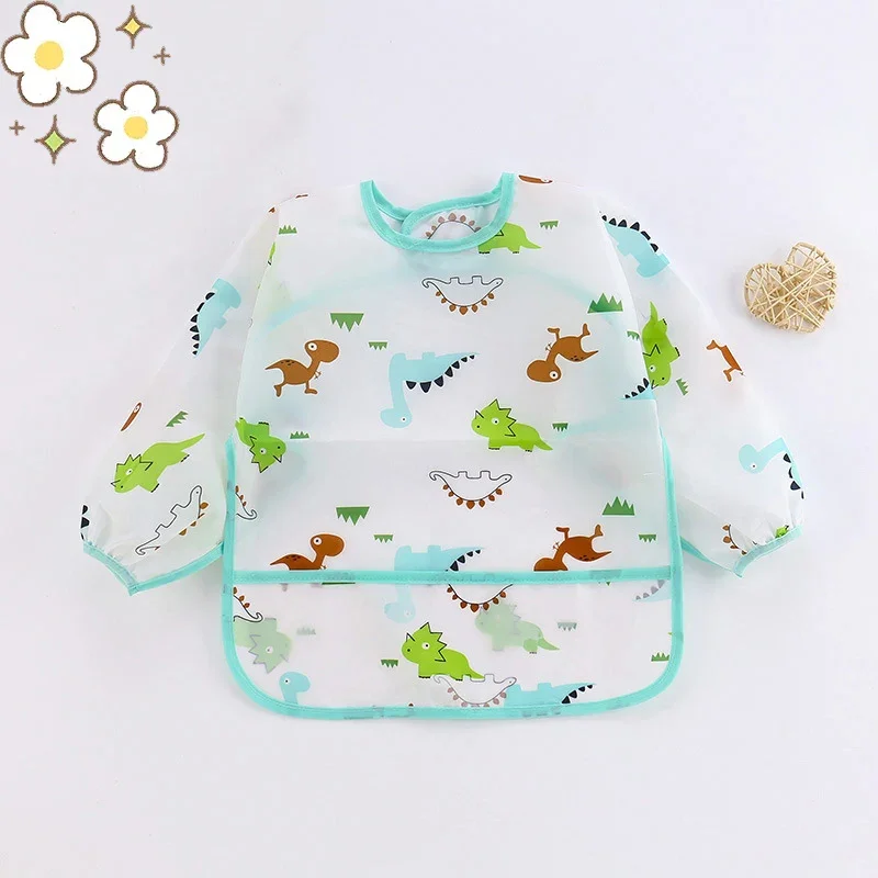 Baby Silicone Caoon Bib 0-6 Years Soft Bibs Baby Cute Clothing Toddler BPA Free Waterproof Long Sleeve Apron