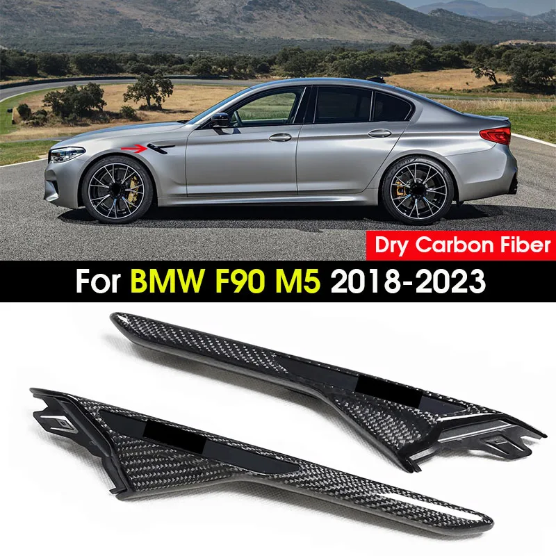 Dry Carbon Fiber Replacement Side Fender Cover For BMW F90 M5 2018-2023 Side Air Intake Vents Cover Automotive Exterior Part