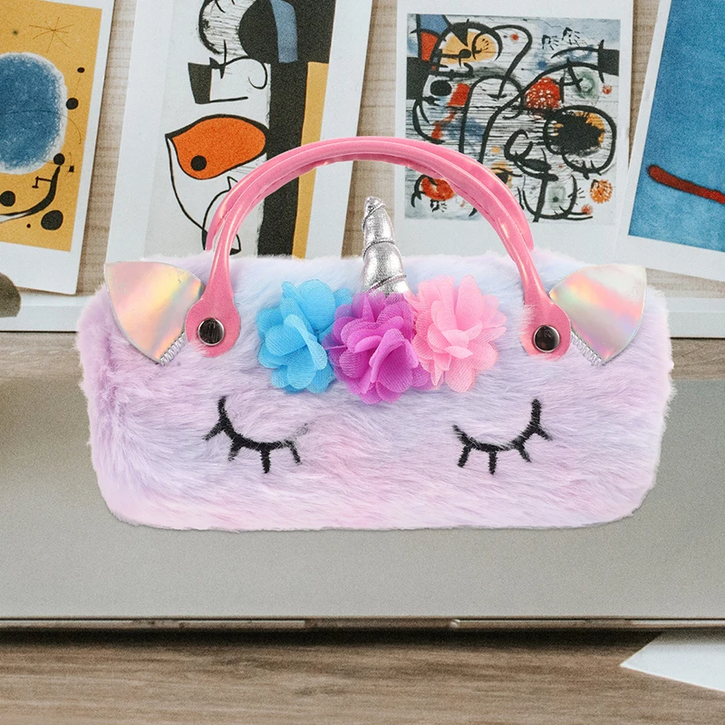 Unicorn Glasses Case Plush Eyeglasses Holder Sunglasses Box Pouch Spectacle Case Eyewear Storage Carry Bag Travel Kids Purse NEW