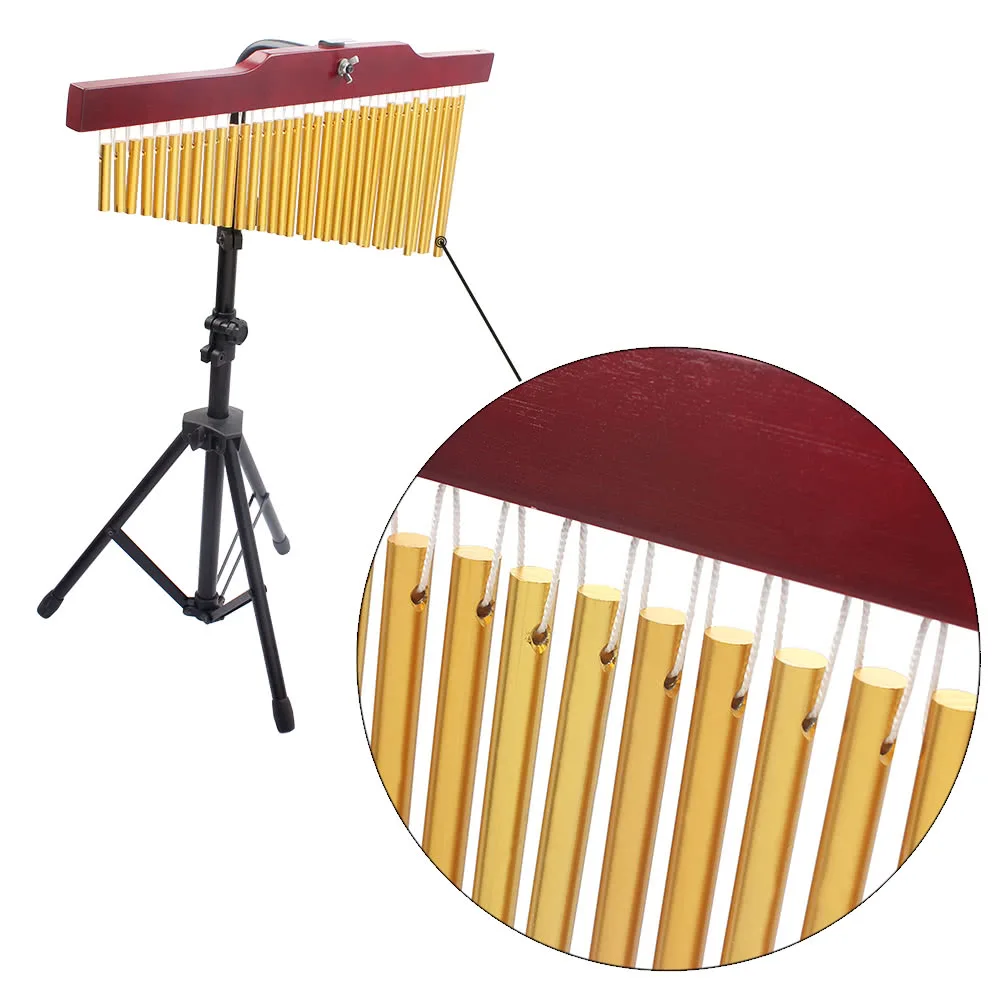

36-Tone Golden Bar Chimes 36 Bars Single-row Wind Chime Musical Percussion Instrument with Tripod Stand and Striker