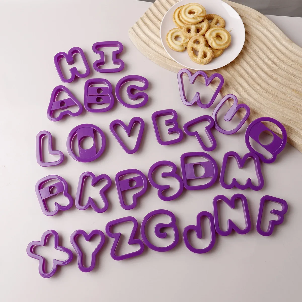 26Pcs/set Large English Letter Cookie Cutter Molds Capital Alphabet Biscuit Fondant Embosser Stamps DIY Word Cake Decoration