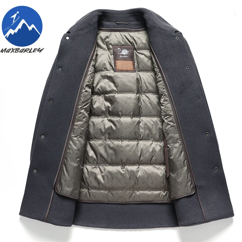 Maxbarley Luxury Men Down Jacket 2025 Lightweight Outdoor Travel Warm Puffer Coat Business Casual Windproof Winter Wool Jackets