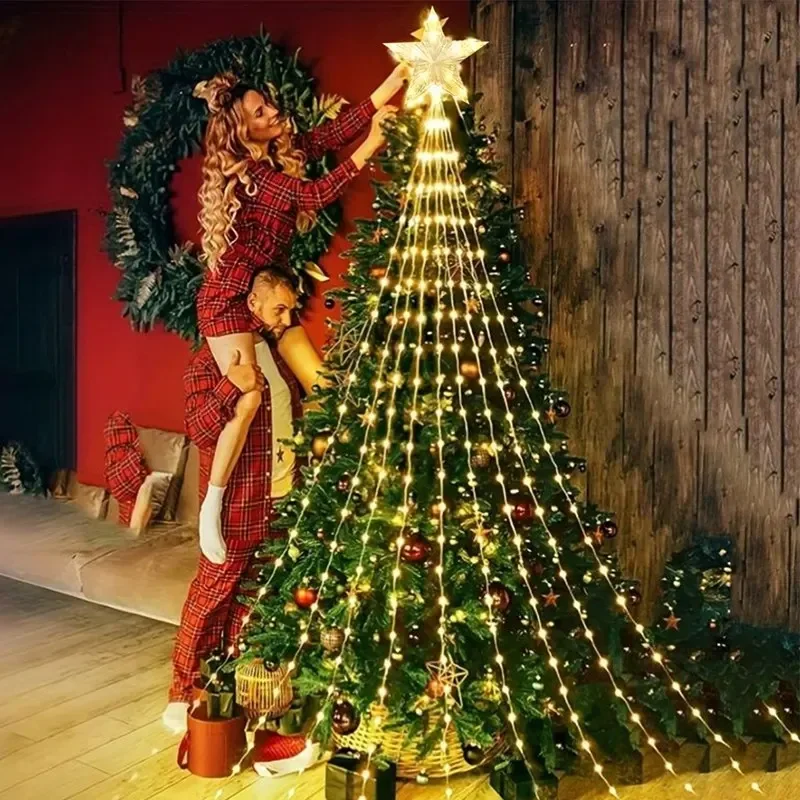 Pentagramma Impermeabile String Light Decorazioni natalizie 2M Led Cascata Albero Fata Lampada Luci natalizie da campeggio