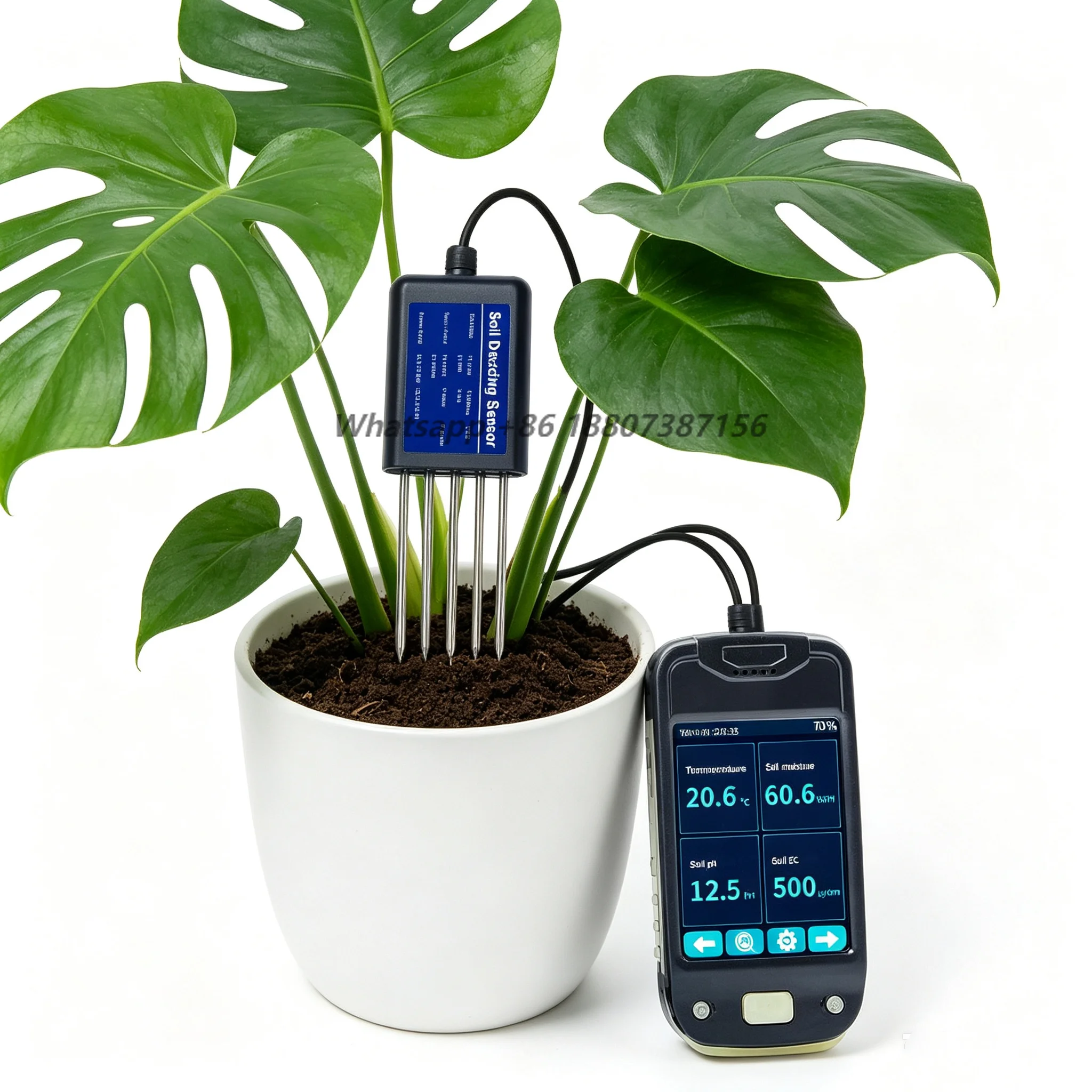 Soil Tester 7 in 1 with Handheld Meter for Greenhouse Farm Irrigation Soil Moisture PH EC NPK Temperature,for Crop Growth