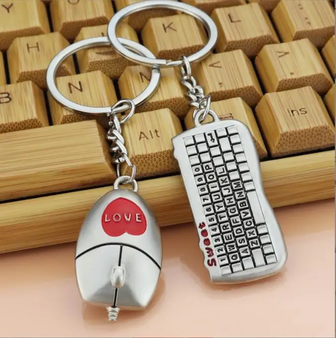 mechanical switch keychain DIY Metal Holder Chain Vintage Computer Keyboard Mouse Silver Color Pendant Gift