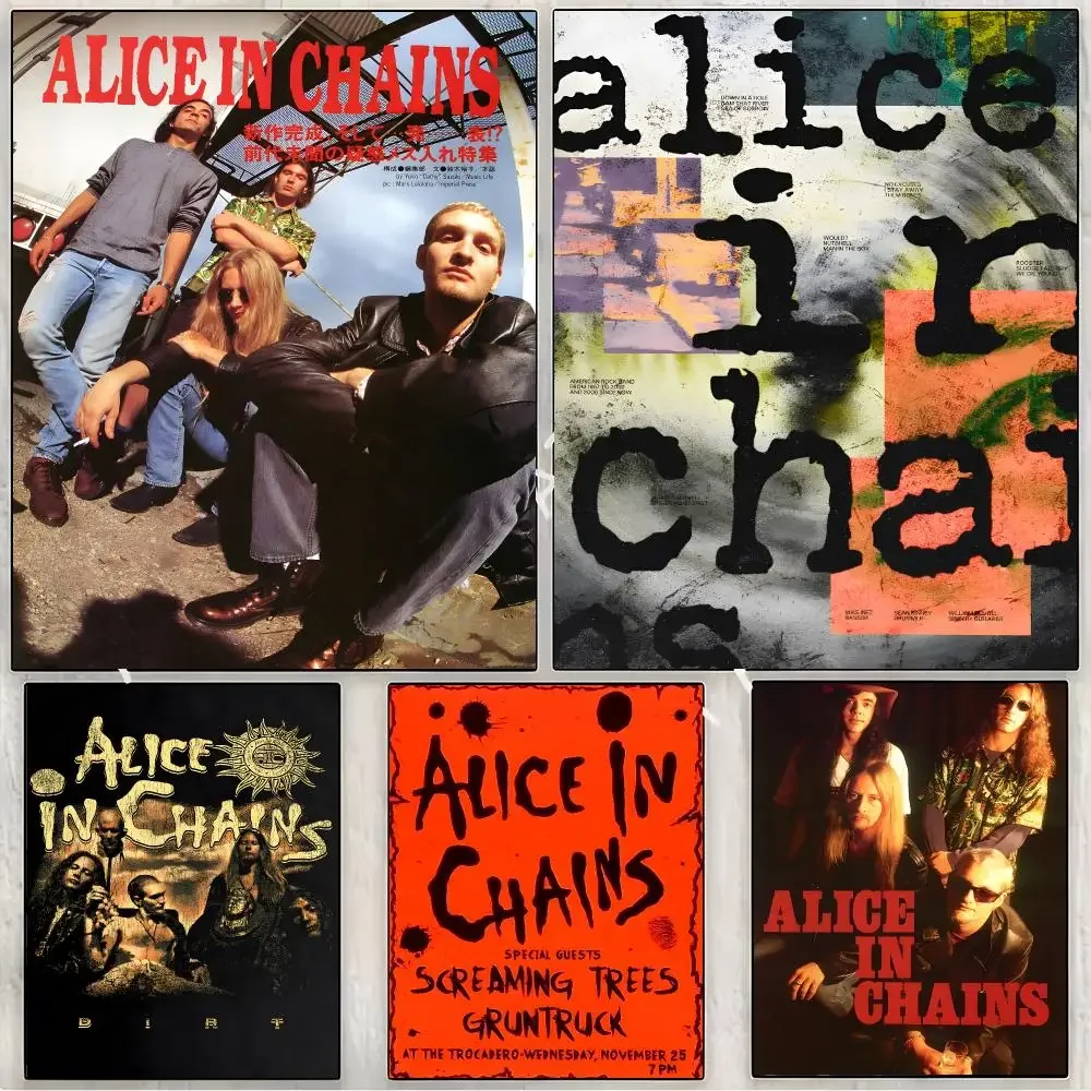 Band Heavy Grunge Alice In Chains Painting Calligraphy Canvas Print Wall Mural for Living Room Decor Gifts