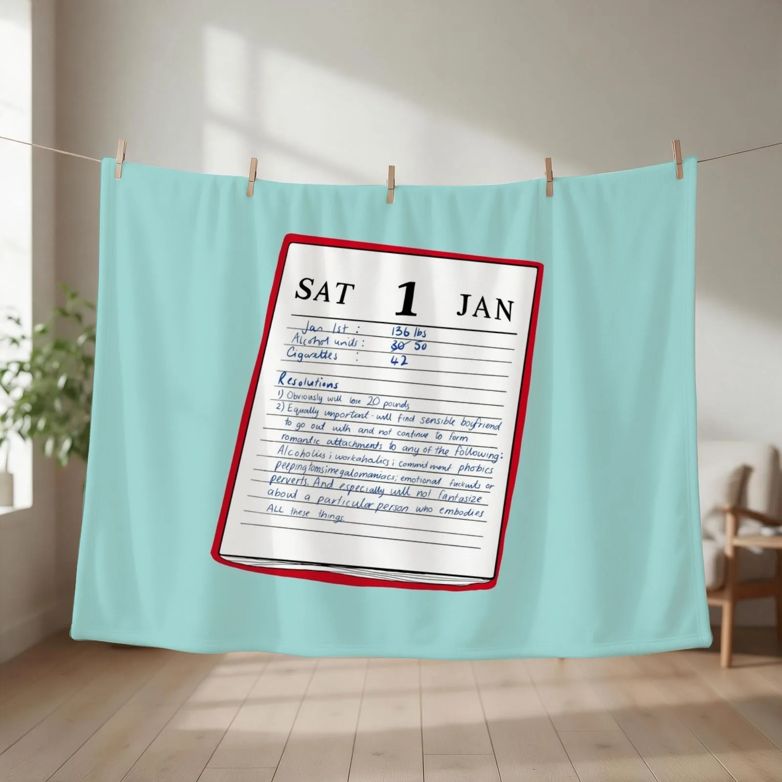 Bridget Jones' New Year Resolutions Throw Blanket Luxury Beach Warm blankets and throws Blankets