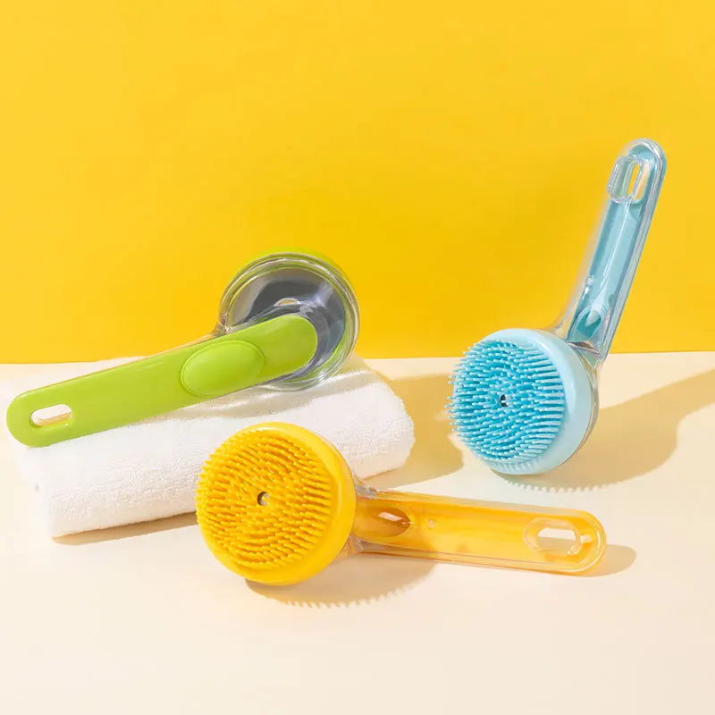 Dog Cat-Specific Handle Scrubbing Brush Plastic Can Hold Bath Gel Massage Cleaning Tool