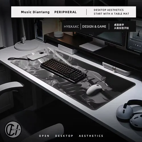 Imagen 2 del producto Alfombrilla de ratón grande de Anime japonés para juegos, teclado XXL, alfombrilla de ratón para jugadores en la mesa, alfombrilla de escritorio de velocidad, alfombrillas de ratón blancas y negras de 900x400