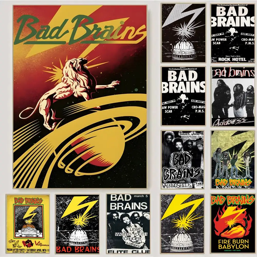 Band Bad Brains Hardcore Punk Reggae Poster Waterproof Sticky Wall Art Print For Bedroom Living Room Hallway Bar Home Decor