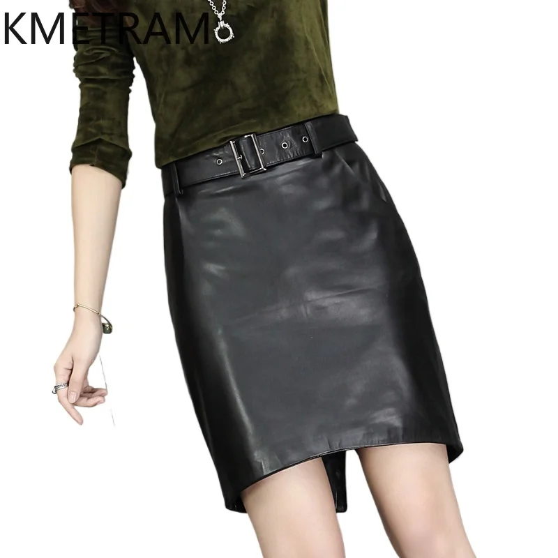 

KMETRAM Elegant Genuine Leather Skirts for Woman Real Sheepskin Women Clothing Autumn Winter Skirt Soft Skin Saia De Couro 2024