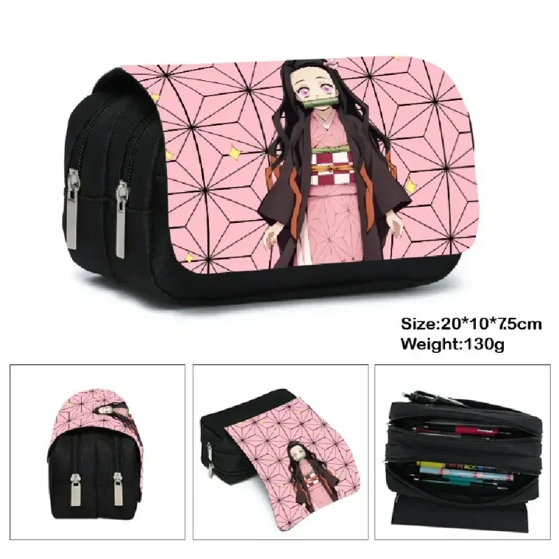 1PCS Demon Slayer  Anime Pen Bag Student Storage Bag Tanjirou Nezuko Zenitsu Giyuu Cartoon Pen Box Cute Boys Girls Pencil Case view 5
