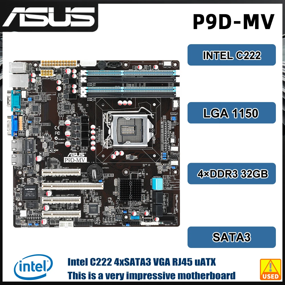 

ASUS P9D-MV Server Motherboard LGA1150 DDR3 ECC USB 3.0 SATA 6Gb/s for Reliable Performance & Storage Solutions