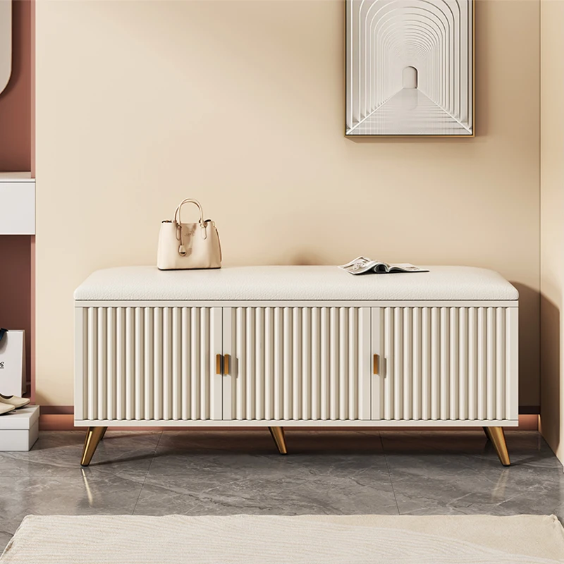 Shoe-changing stool at the entrance of the cream wind door-integrated household shoe cabinet-sitting