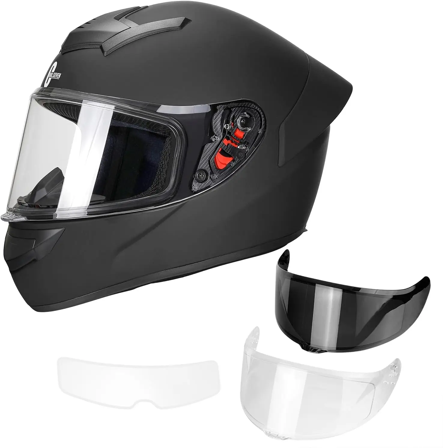 

Full Face Motorcycle Helmet for Adults with DOT Approved, Lightweight Aerodynamic Street Bike Helmet for Men and Women, Three La