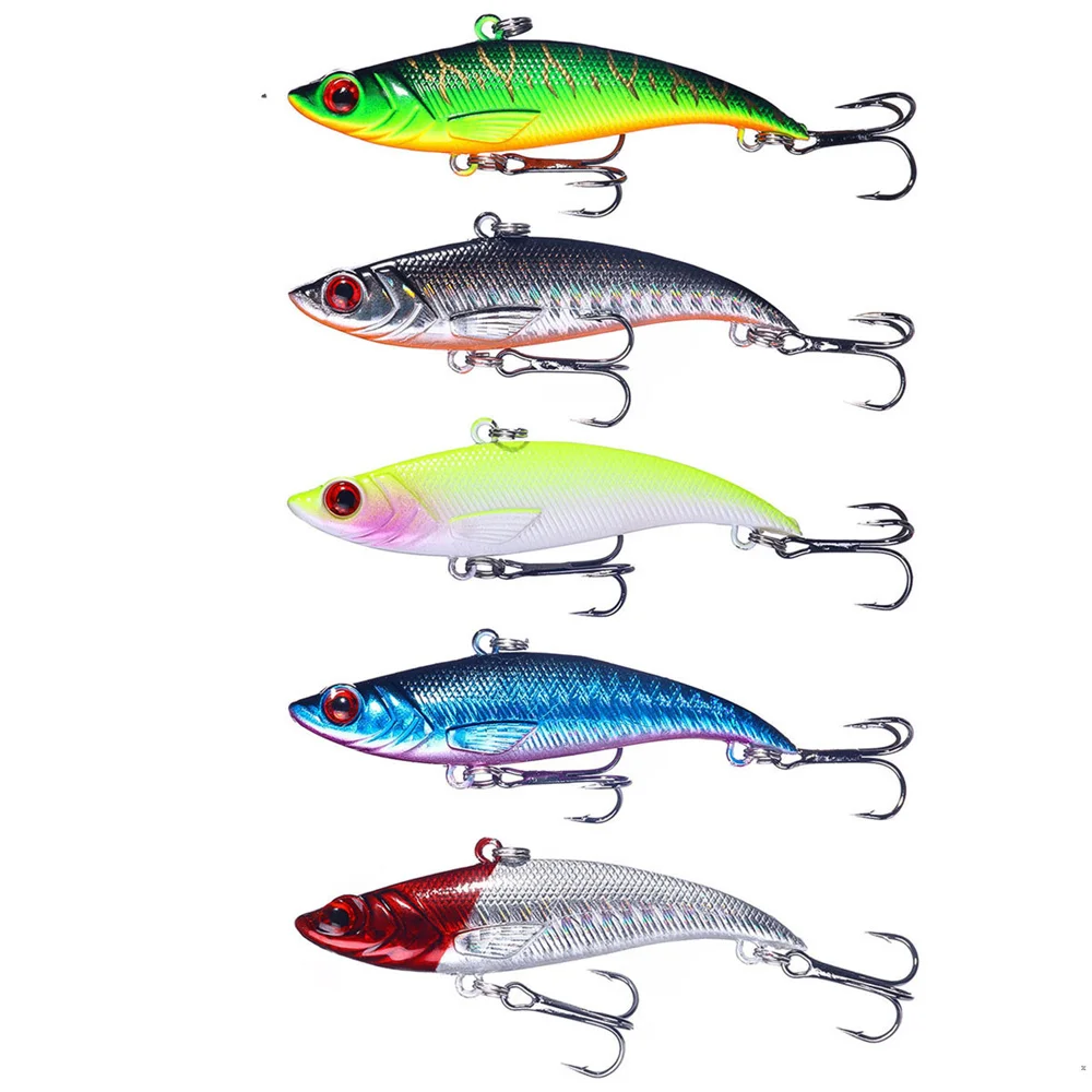 1 Buah Umpan Pancing Tenggelam 7.5Cm 12.8G Umpan VIB Keras Buatan Kait Treble Peche Bass Pike Trolling Umpan Pancing Es Musim Dingin