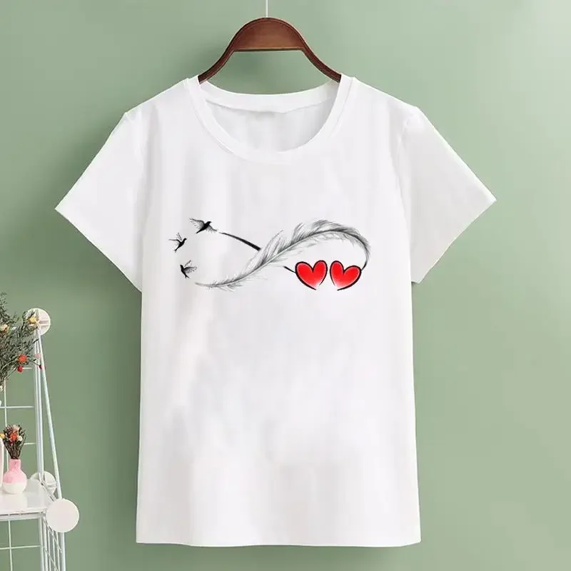 

Nice Wearing Korea T-Shirts Women's Fashionable Casual Printed Slim Fit Ins Base New Western-style Top Trendy Short Sleeved T-sh