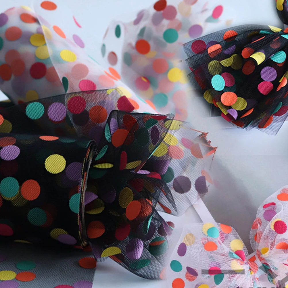 

Colorful Dot White Dotted Ribbon Premium Gauze Smooth Flower Packaging Flower Packaging Wedding Cake Present