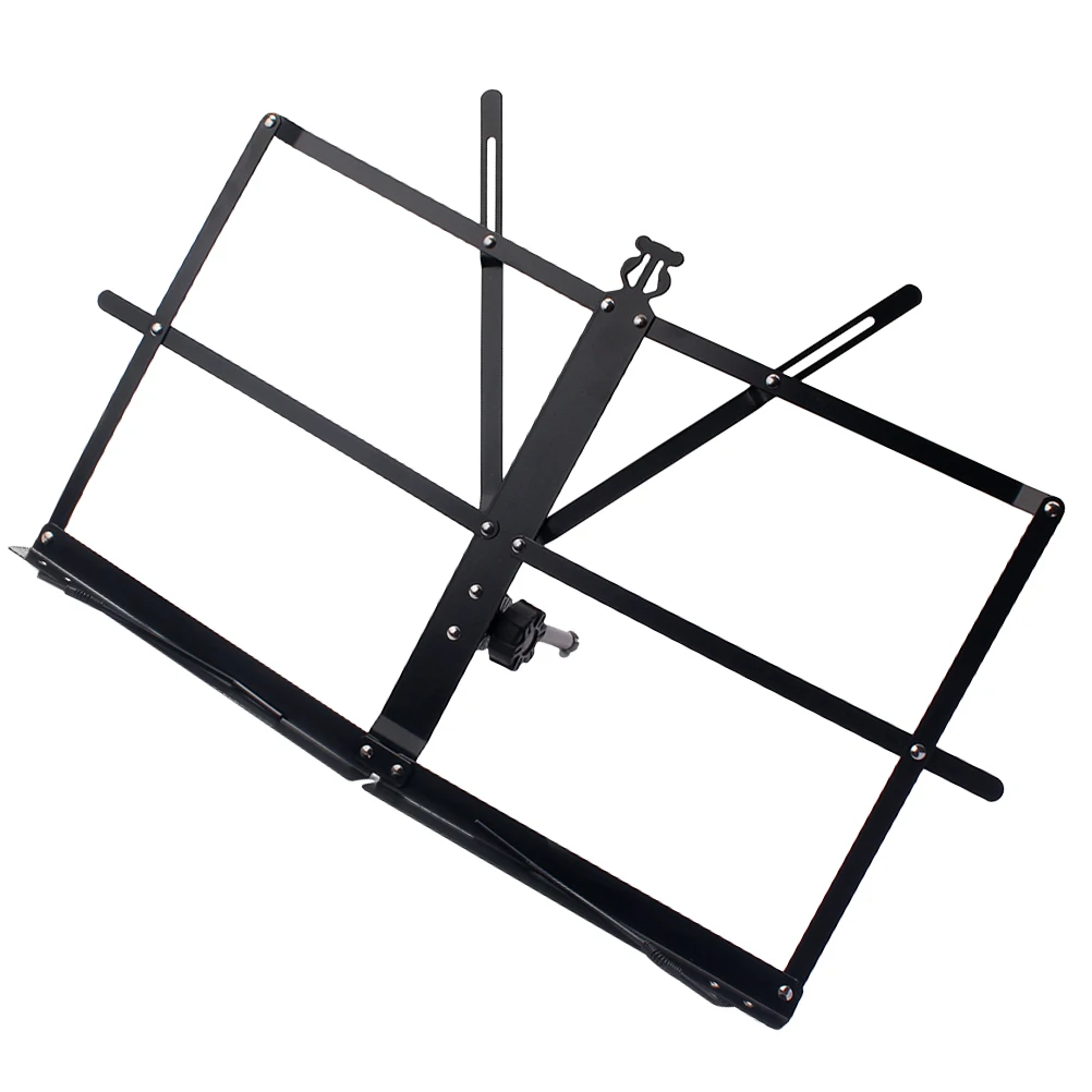 

Portable Music Stand for Guitar Foldable Lightweight Metal Sheet Holder Spring Loaded Adjustable Angle Rubber Footpad Book Stand