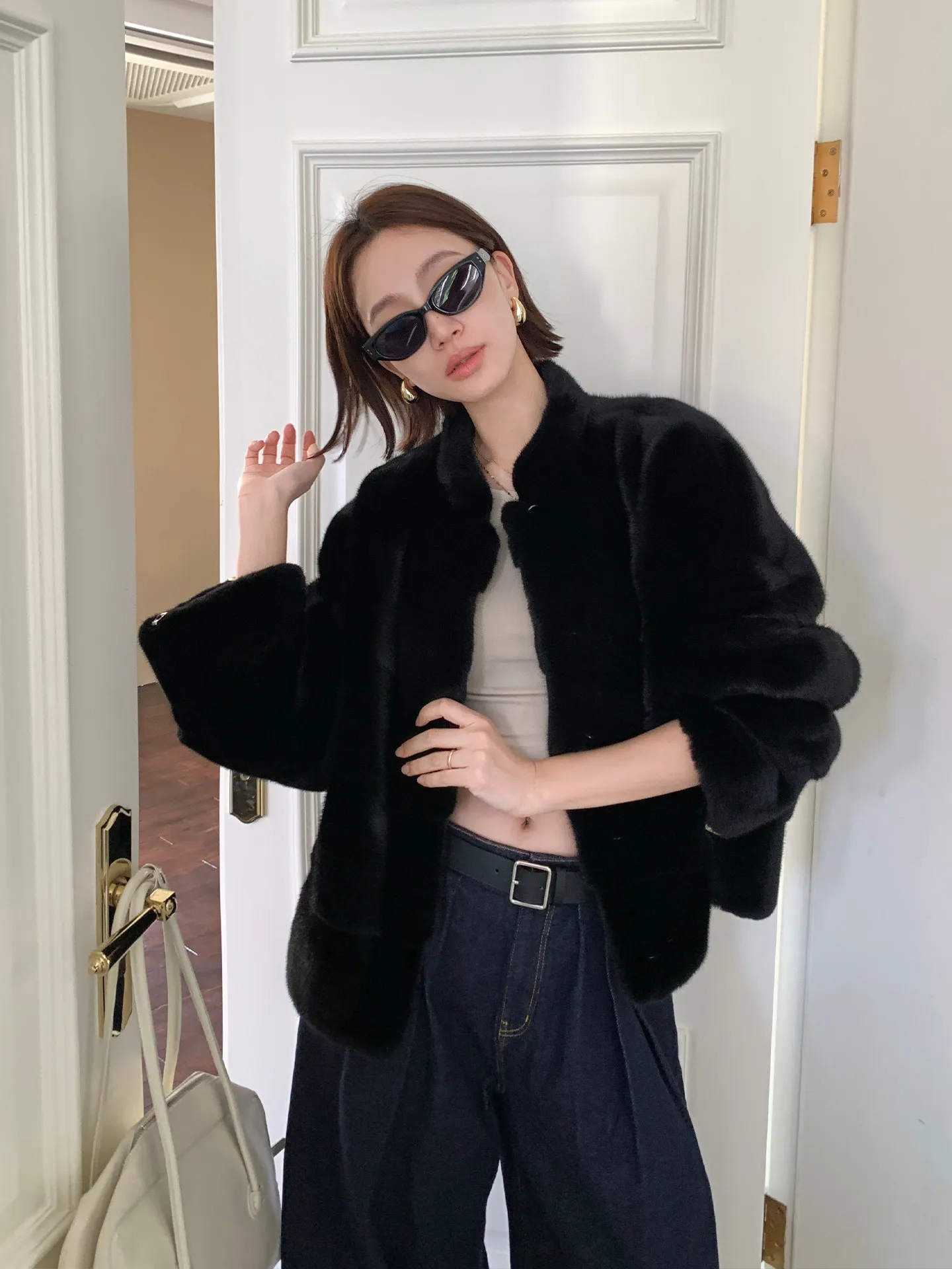 HDHOHR Natural Mink Fur Coats Women  Real Mink Fur Coats Outwear Park  Fur High Quality Female Warm Winter Long Sleeves Jacket