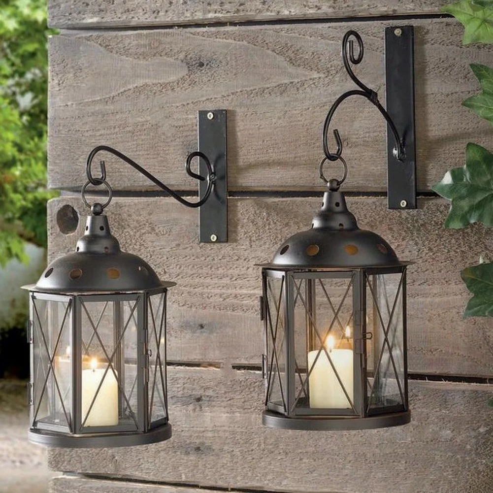 Wall Mounted Bracket Set for Outdoor Hanging Applications Including Lanterns For Signs Potted Plants and Bird Feeders