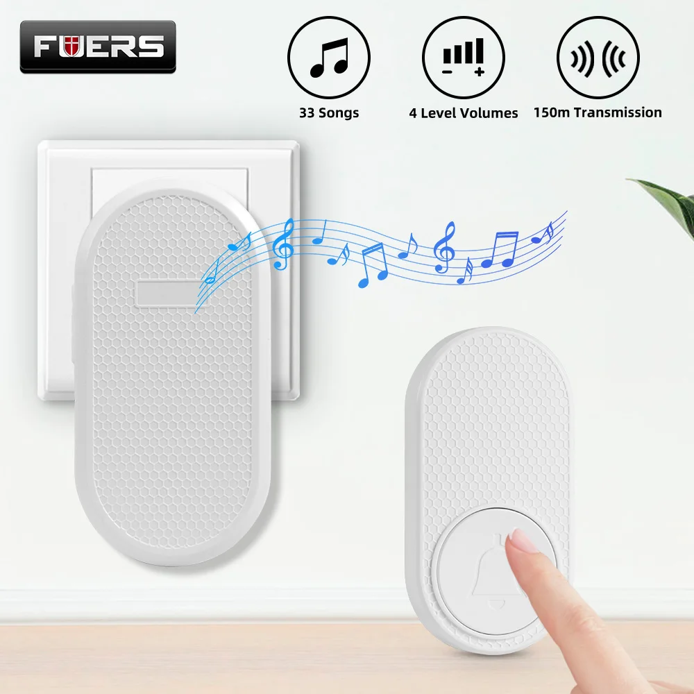 

Дверной звонок, беспроводной дверной звонок, 100 дБ с 33 звонками, аккумуляторный дверной звонок, 4 уровня громкости, режим отключения звука для дома и ребенка