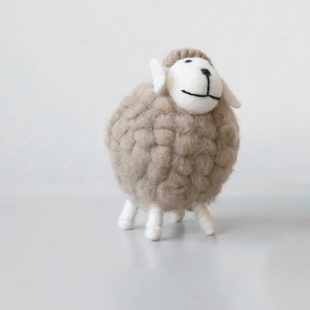 

Cute Toys Birthday Party Supplies Wool Felt Sheep Miniatures Home Furnishings Desktop Decor Figurines Mini Table Ornament