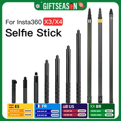 Selfie Stick for Insta360 X4 X3 One X2 Bullet Time Rotating Handle Tripod Insta 360 Aluminium Alloy Selfie Stick Accessories