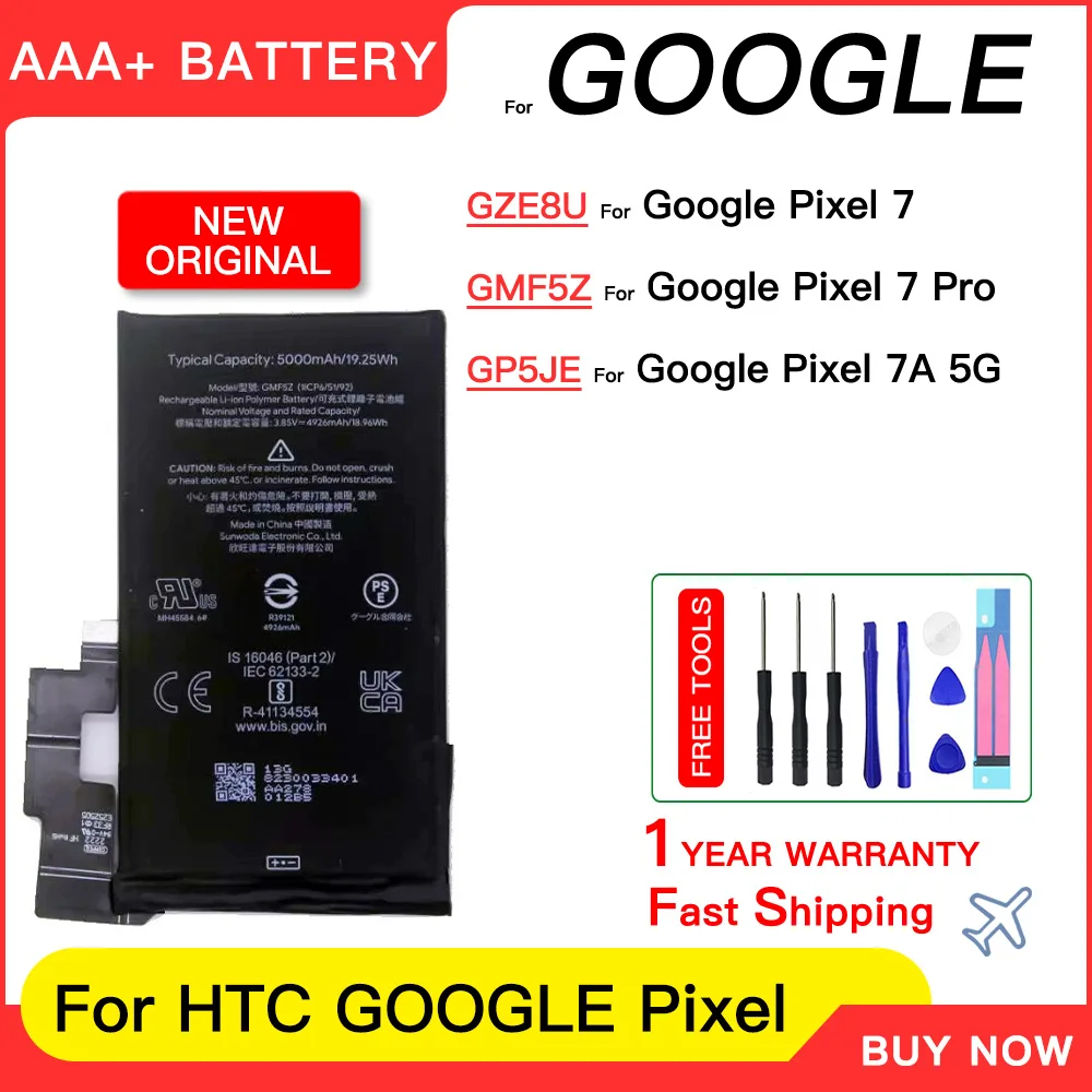 

100% genuine Replacement Battery GZE8U GMF5Z GP5JE For HTC Google Pixel 7 7 pro 7A PRO Replace Battery Batteries Batteria+Tools