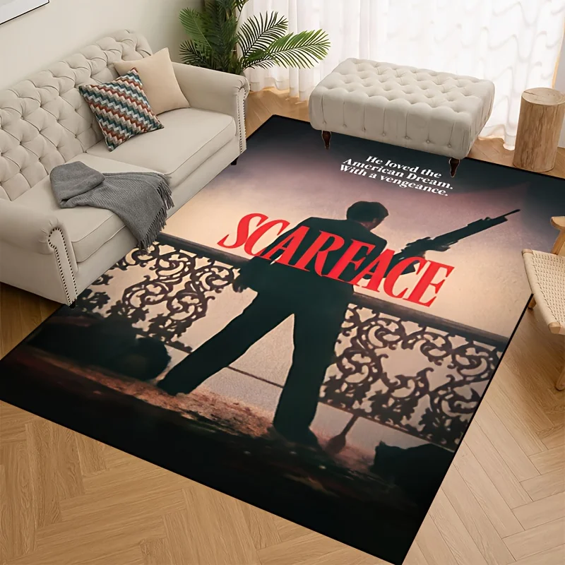 1pc Carpet SCARFACE Godfather Printed Non-slip Rug Parlor Mat Soft Polyester Carpet Birthday Gift Living Room Bedroom Decoration