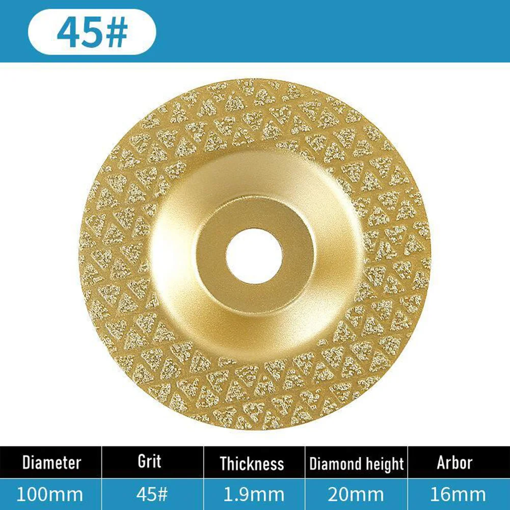 Diamond Cup Wheel Grinding Disc Grinding Plate Vacuum Brazed Wheel 1PC 100mm Cup Dry Or Wet Working Diamond Cup