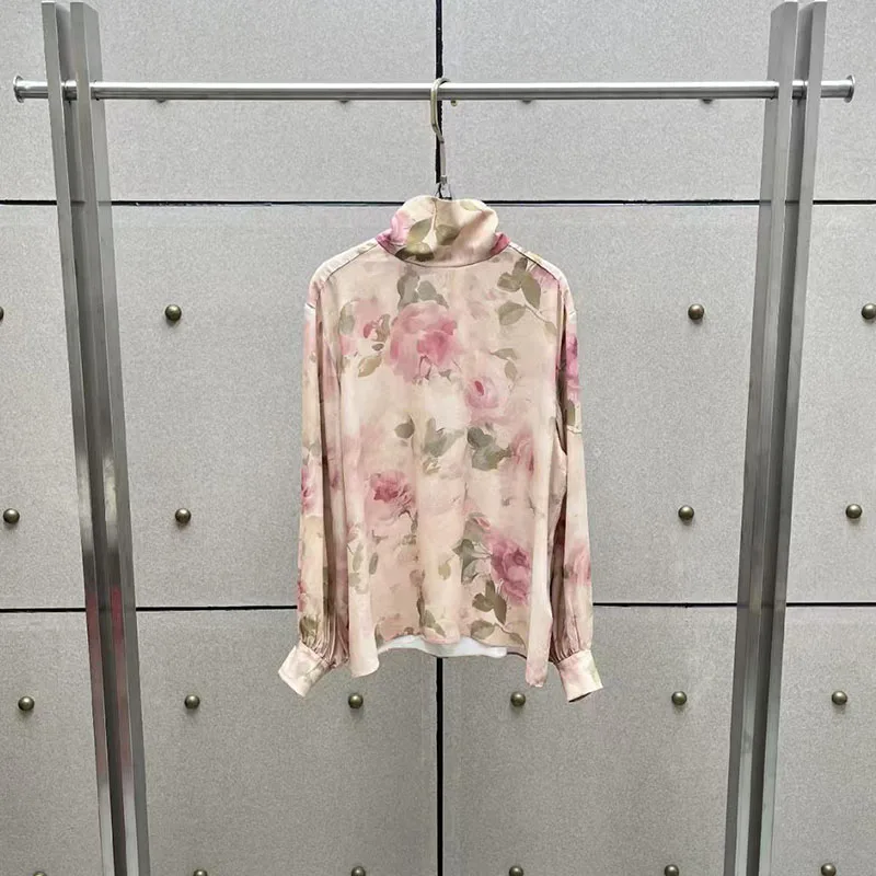 Women's Printed Turtleneck Top, Casual and Versatile Shirt, High-Quality Long-Sleeve Top, 2026, New Arrival, Y2K, T-shirt
