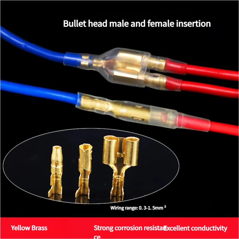 Bullet head one to two male and female connectors 3.5mm double-hole spring wire connectors one split two terminal blocks