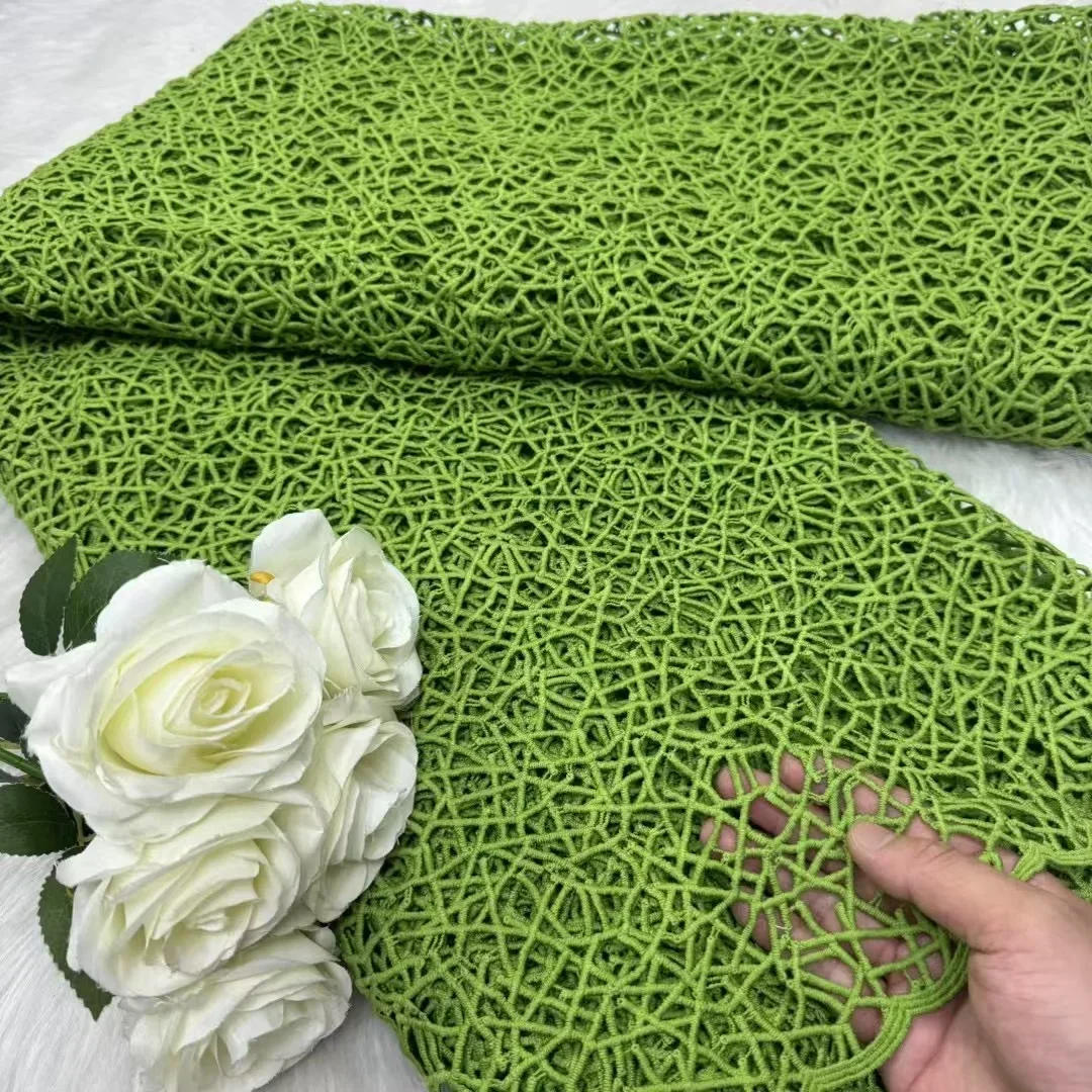 

Wholesale Nigerian Lace Fabrics High Quality Lace African Lace Fabric Milk Silk Lace Guipure Cord Lace Fabric For Party Dress