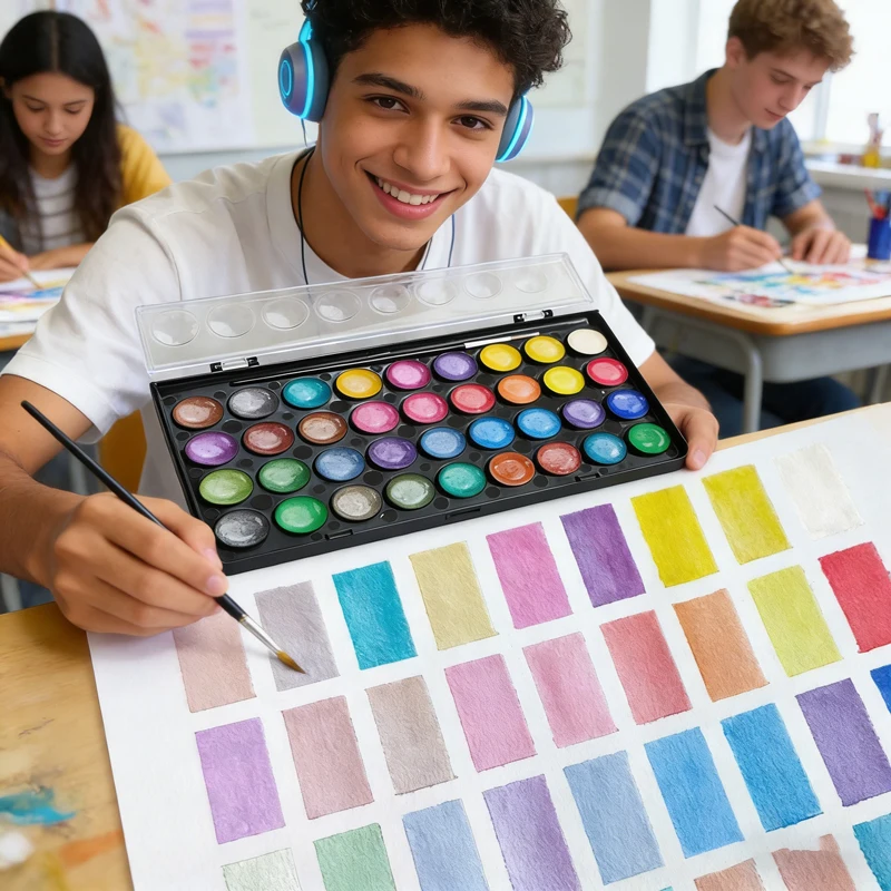 Set de Pintura de Acuarela Sólida en Caja de Plástico Portátil, 16/36 Colores, Kit de Arte con Pigmentos Vibrantes Profesionales para Pintura y Creación Artística