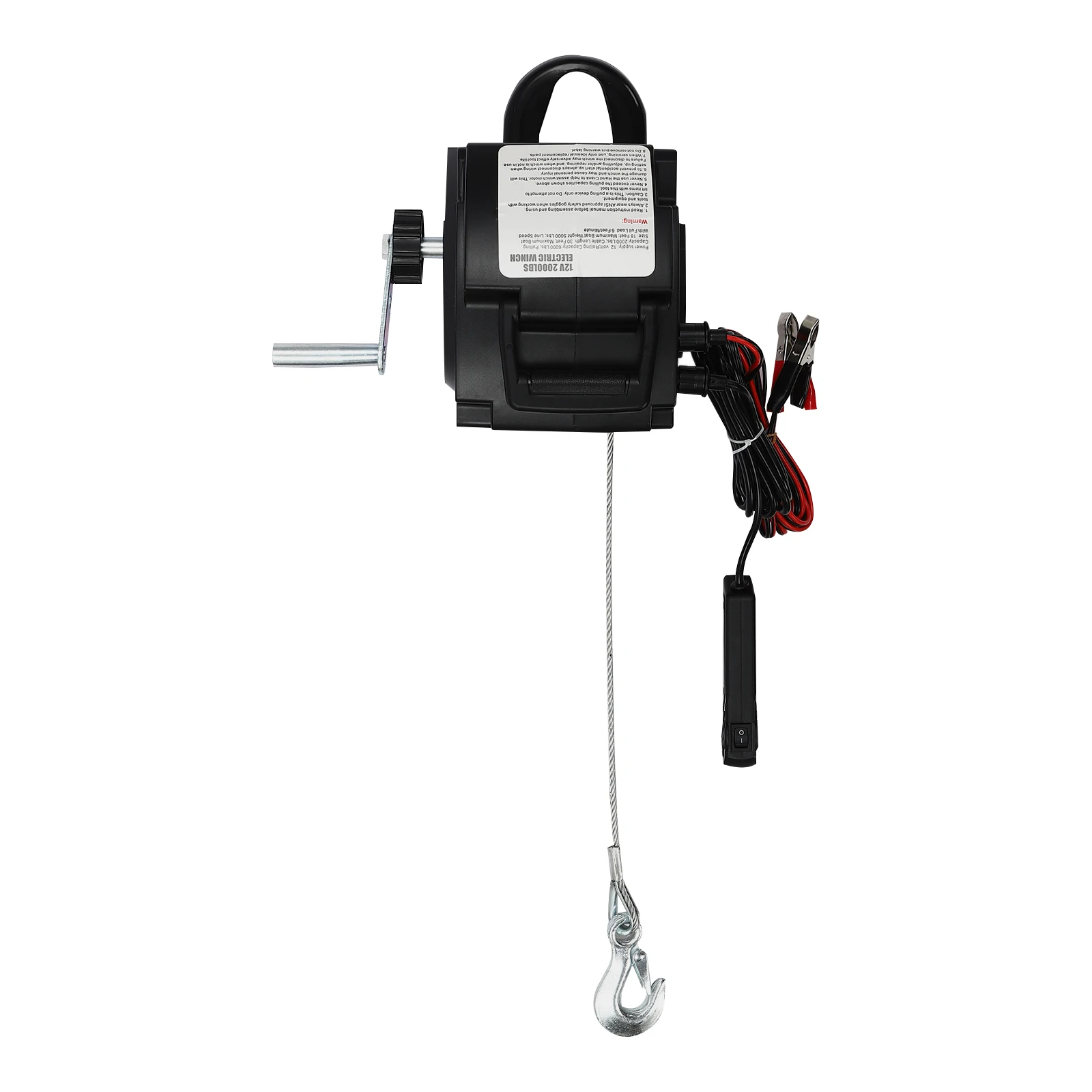 12 V DC elektrische Winde, leistungsstarke elektrische Seilwinde, Dual-Control-Modi, Abschleppen, mit Bootsseil-Riemenscheibe, Fernbedienung