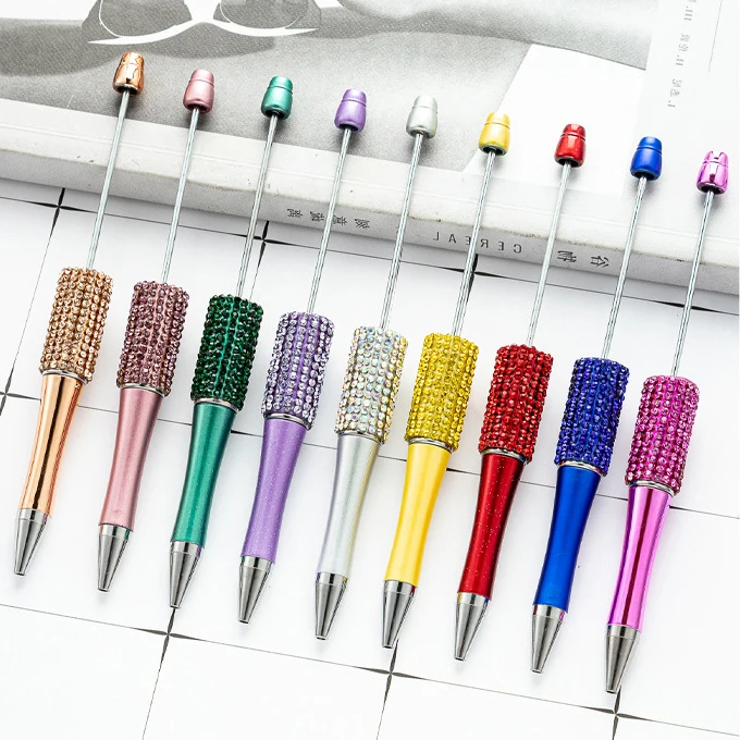 102Pcs Black Diamond Beaded Pen Wholesale Creative DIY Handmade Sticker Set Diamond Beaded Ballpoint Pens Student Gift