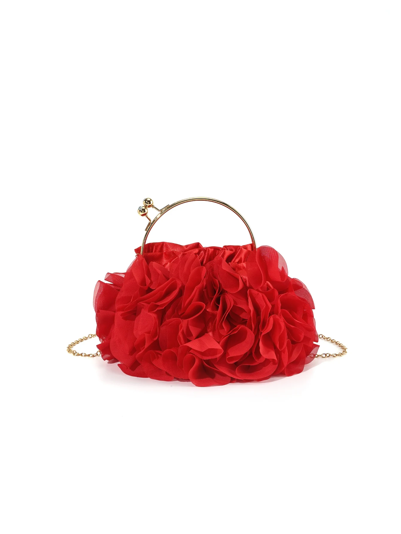 Bolso de mano de flores de seda de lujo Vintage para mujer, bolso de mano para novia, bolso de mano con asa de Metal, monedero de satén para boda