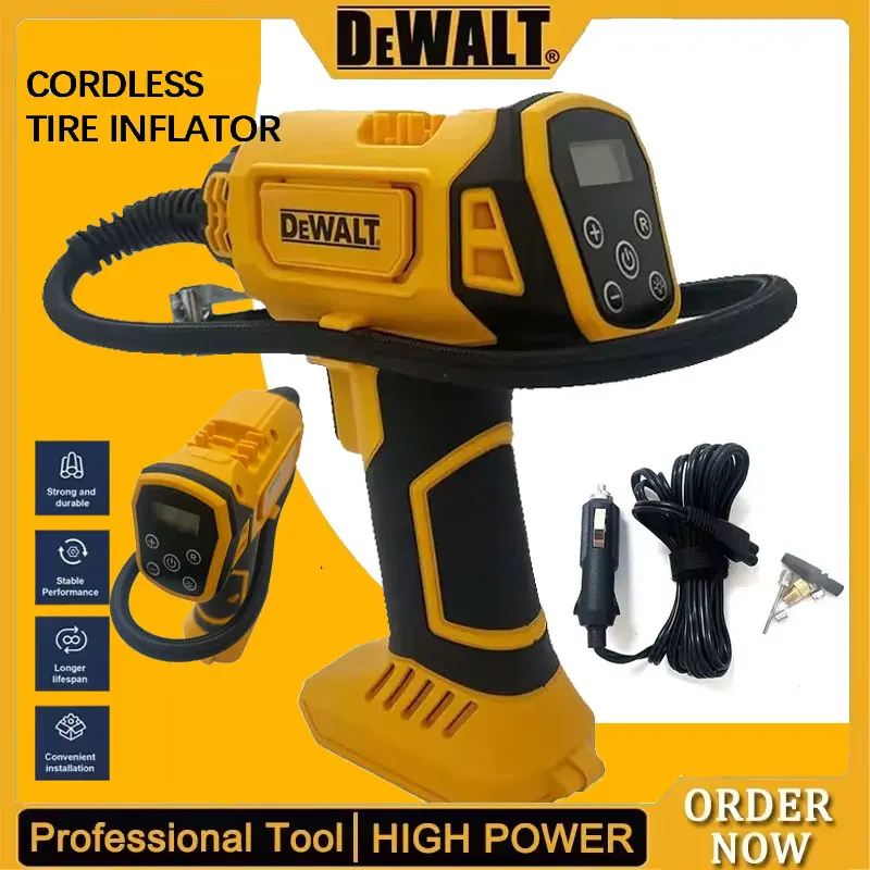 

Беспроводной перезаряжаемый ручной электрический компрессор Dewalt с цифровым манометром для подкачки шин автомобиля