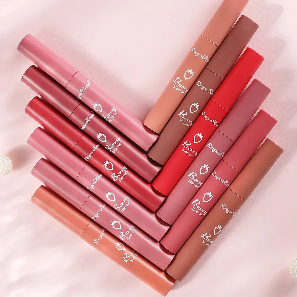 Heallor 12colors Matte Lip Gloss Berry Mousse Velvet Lip Glaze Waterproof Lasting Not Easy To Fade Lipstick Sexy Lip Makeup Cosm