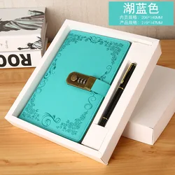 Factory direct sales A5 leather paperback password book with lock notebook student notepad thickened diary