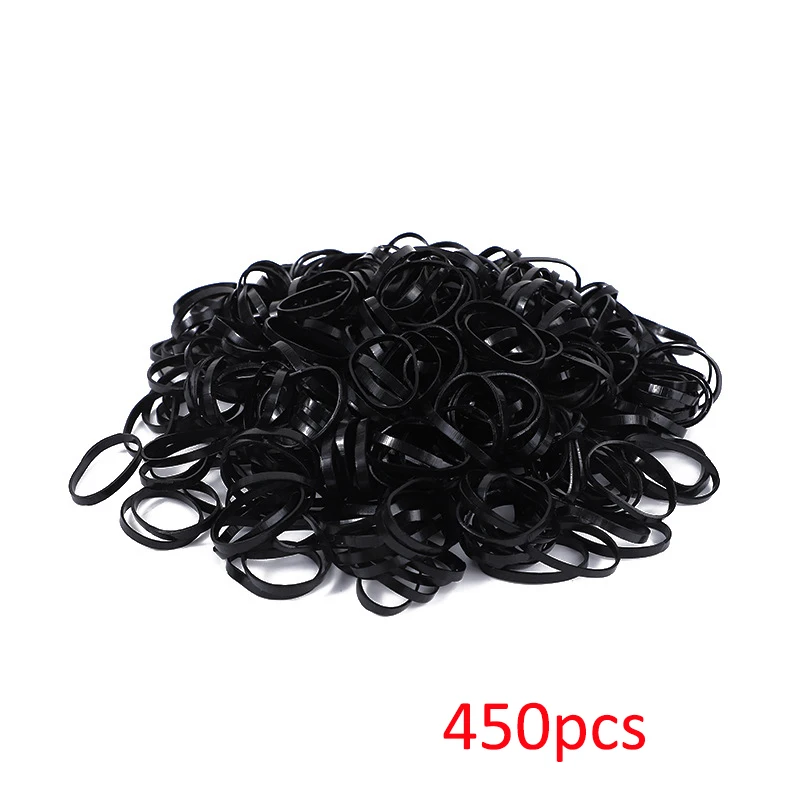 

450pcs Black Small Disposable Hair Bands Girls Elastic Rubber Band Ponytail Holder Hair Accessories