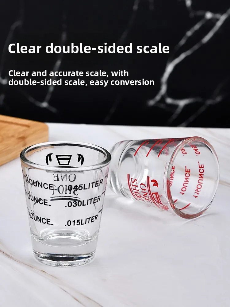 كوب زجاجي مزدوج الرأس لمقاهي القهوة ومحلات الشاي بالحليب، كوب قياس للإسبريسو الإيطالي مع مقياس