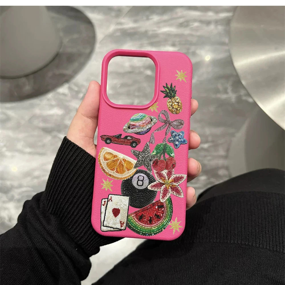 Stickerei-Elemente Handyhülle für iPhone 17 16 15 14 13 12 11 Pro Max 16 15 14 Plus 17 16 15 14 Pro 17Air Silikon Matte Hülle – Detail 11