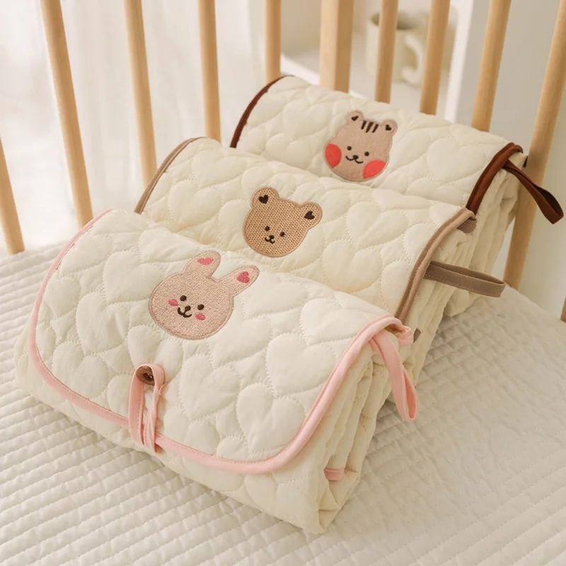 Portable Baby Diaper Change Pad Foldable Waterproof Cute Bear Bunny Newborn Padding for Crib Stroller Multi-Function Diaper Pad